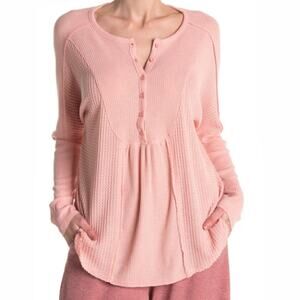 Gibsonlook Mixed Rib Waffle Knit Henley NWT XS